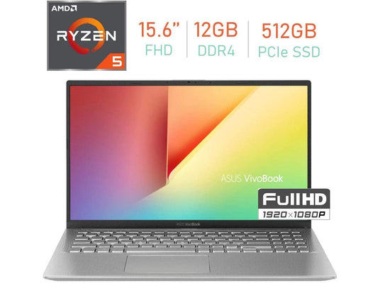 ASUS VivoBook 15.6" FHD (1920x1080) Laptop PC, Quad Core AMD Ryzen 5 3500U 2.1GHz, 12GB DDR4, 512GB PCIe SSD, Bluetooth, Webcam, HDMI, WiFi, AMD Radeon Vega 8 Graphics, Windows 10 w/Mazery Mousepad
