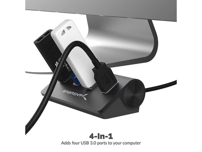 Sabrent 4 Port Aluminum USB 3.0 Hub [30" cable] (HB-MC3B)