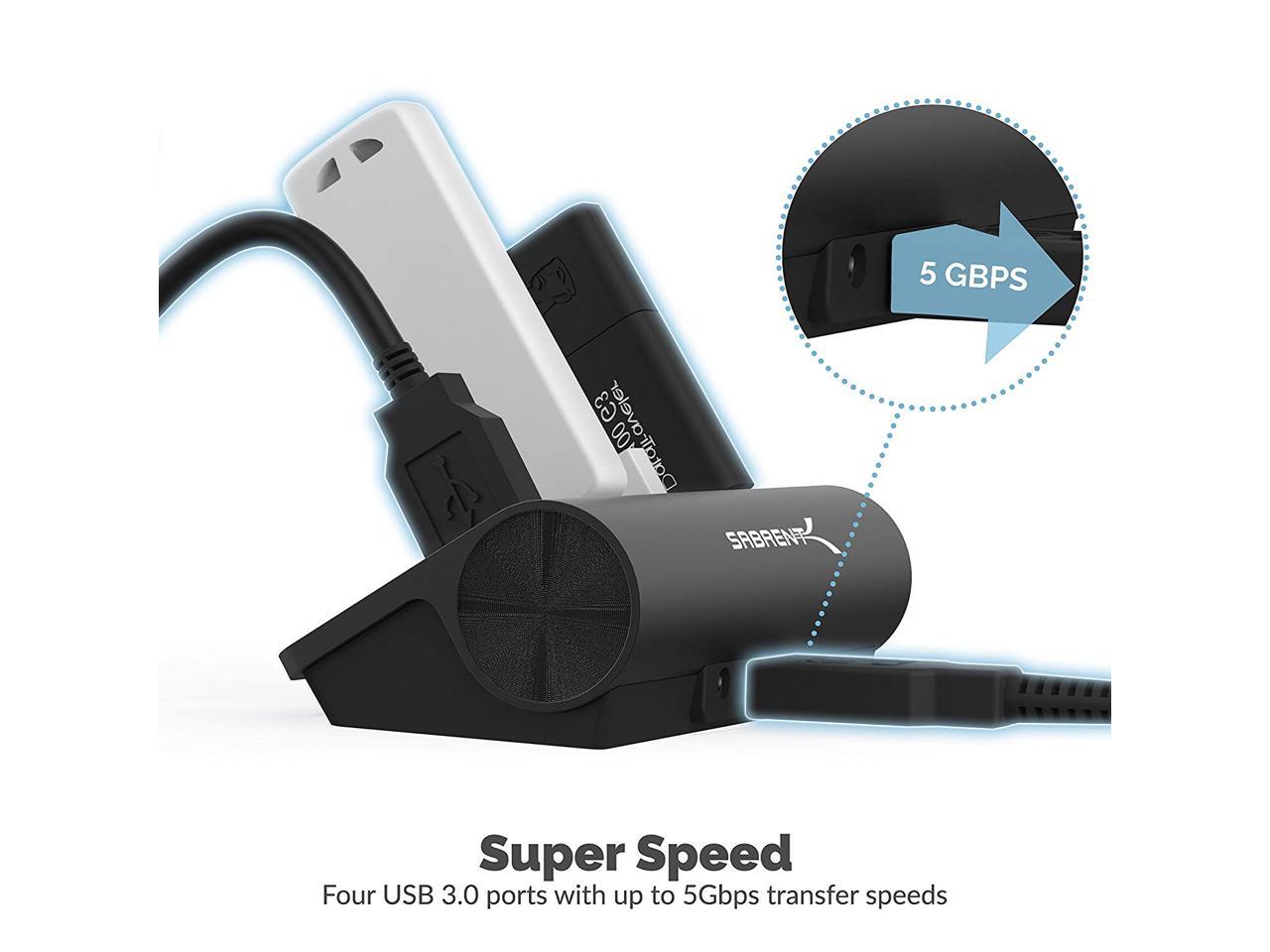 Sabrent 4 Port Aluminum USB 3.0 Hub [30" cable] (HB-MC3B)