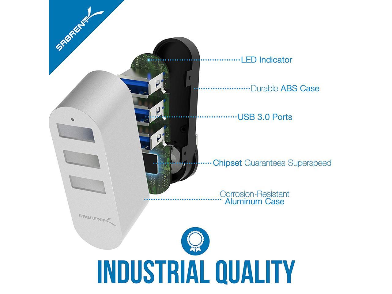 Sabrent Premium 3-Port Aluminum Mini USB 3.0 Hub [90°/180° Degree Rotatable] (HB-R3MC)