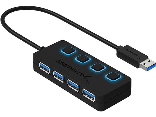 Sabrent 4-Port USB 3.0 Hub with Individual LED Power Switches (HB-UM43)