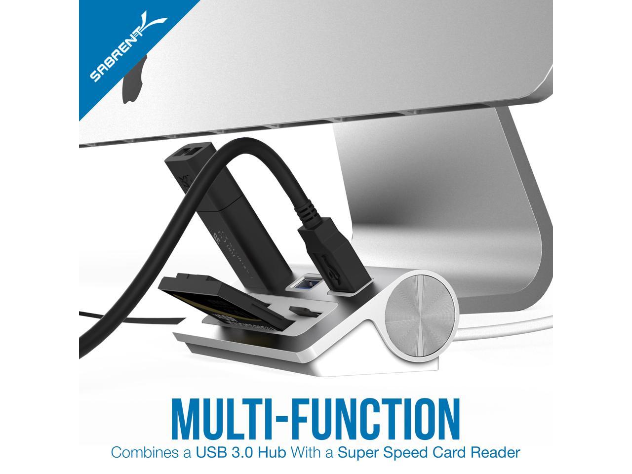 Sabrent 3 Port Aluminum USB 3.0 Hub with Multi-In-1 Card Reader [12" cable] (HB-MACR)