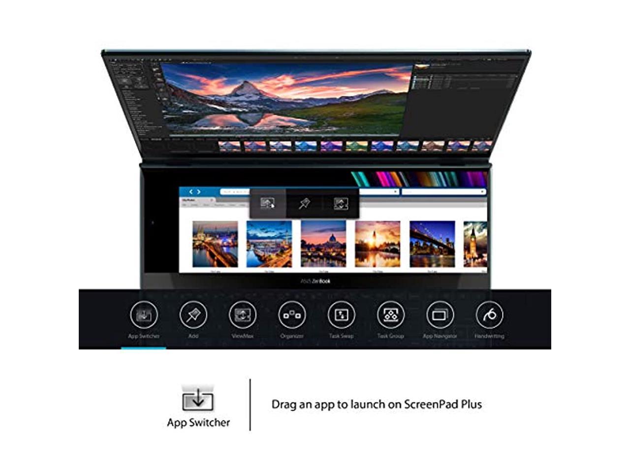 ASUS ZenBook Pro Duo UX581 Laptop, 15.6" 4K UHD NanoEdge Touch Display, Intel Core i9-10980HK, 32GB RAM, 1TB PCIe SSD, GeForce RTX 2060, ScreenPad Plus, Windows 10 Pro, Celestial Blue, UX581LV-XS94T