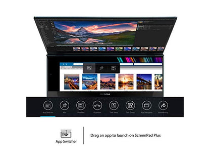 ASUS ZenBook Pro Duo UX581 Laptop, 15.6" 4K UHD NanoEdge Touch Display, Intel Core i9-10980HK, 32GB RAM, 1TB PCIe SSD, GeForce RTX 2060, ScreenPad Plus, Windows 10 Pro, Celestial Blue, UX581LV-XS94T