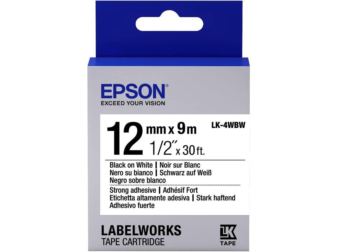 Epson LabelWorks Strong Adhesive LK Tape Cartridge ~1/2" Black on White