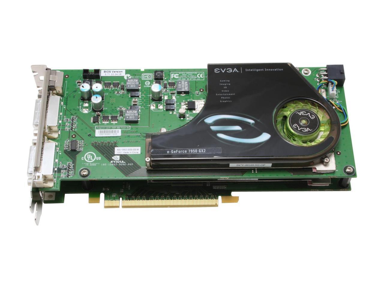 EVGA GeForce 7950GX2 DirectX 9 01G-P2-N592-AX 1GB 512-Bit GDDR3 PCI Express x16 SLI Support Dual GPU Video Card