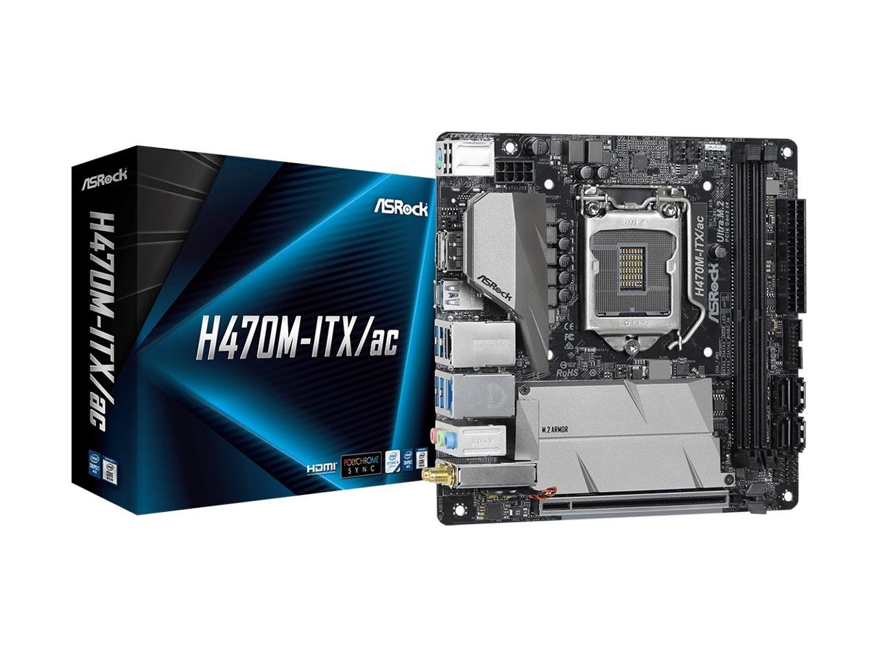ASRock H470M-ITX/AC LGA 1200 Intel H470 SATA 6Gb/s Mini ITX Intel Motherboard