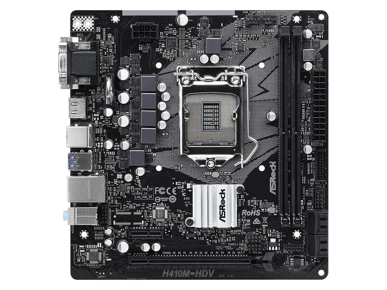 ASRock H410M-HDV LGA 1200 Intel H410 SATA 6Gb/s Micro ATX Intel Motherboard