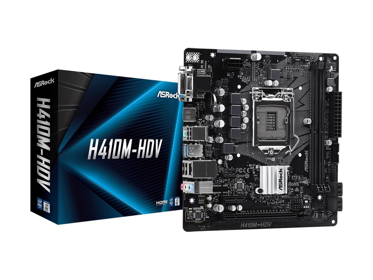 ASRock H410M-HDV LGA 1200 Intel H410 SATA 6Gb/s Micro ATX Intel Motherboard