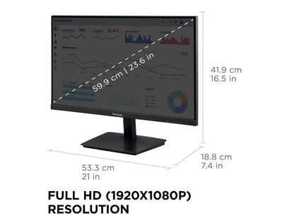 ViewSonic VA2409M 24 Inch Monitor 1080p IPS Panel with Adaptive Sync, Thin Bezels, HDMI, VGA, and Eye Care