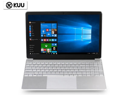KUU-A8S 15.6inch Silver Laptop Intel Celeron Processor J3455 Up to 2.3GHz 6GB DDR3 RAM 256GB SSD Windows 10 Office Work Notebook Computer