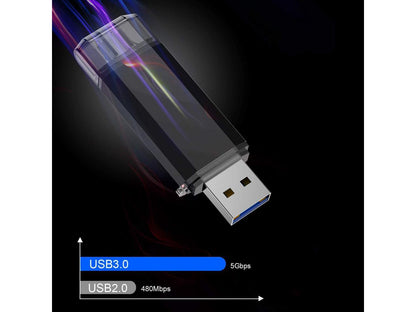 Type C Flash Drive, 64GB 2 in 1 OTG USB C+ USB 3.0 Dual Drive Waterproof Memory Stick with Keychain Metal for Computer, MacBook,Google's Chromebook Pixel,Samsung Galaxy (TYPE-C64GB)