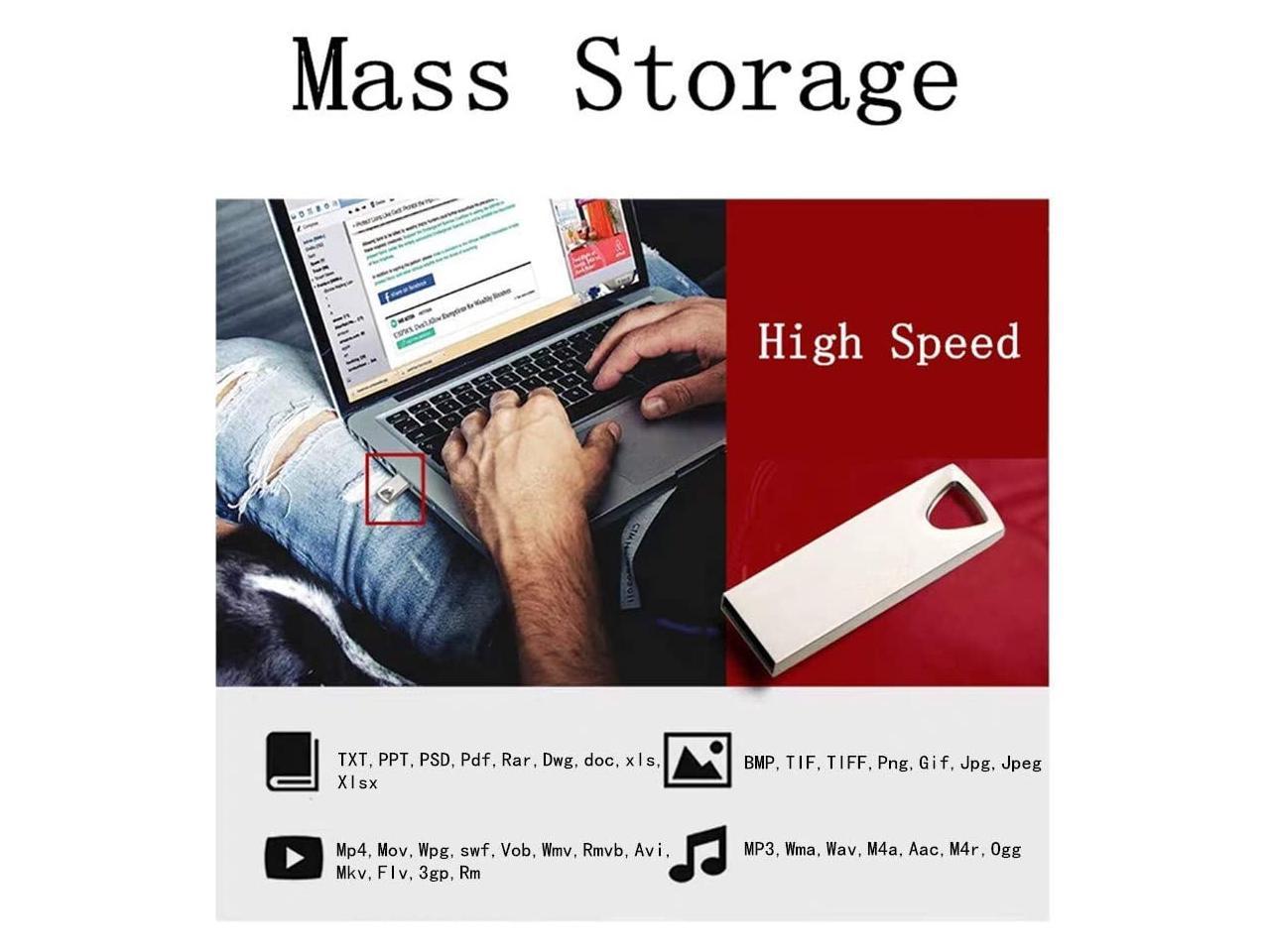 USB Flash Drive 32GB Waterproof USB 2.0 Metal Thumb Drive Memory Stick for Storage and Backup, silver