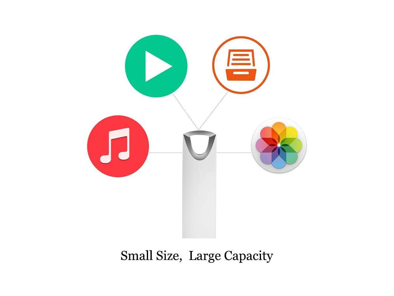 USB Flash Drive 32GB Waterproof USB 2.0 Metal Thumb Drive Memory Stick for Storage and Backup, silver