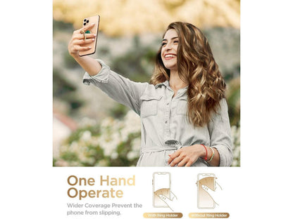 Marble Cell Phone Ring Holder Finger Ring Stand, Kickstand Metal Grip Holder for Magnetic Car Mount Compatible with iPhone 11 Pro Max/X/XR/SE 2020 and Other Smartphones (Green/Gold)