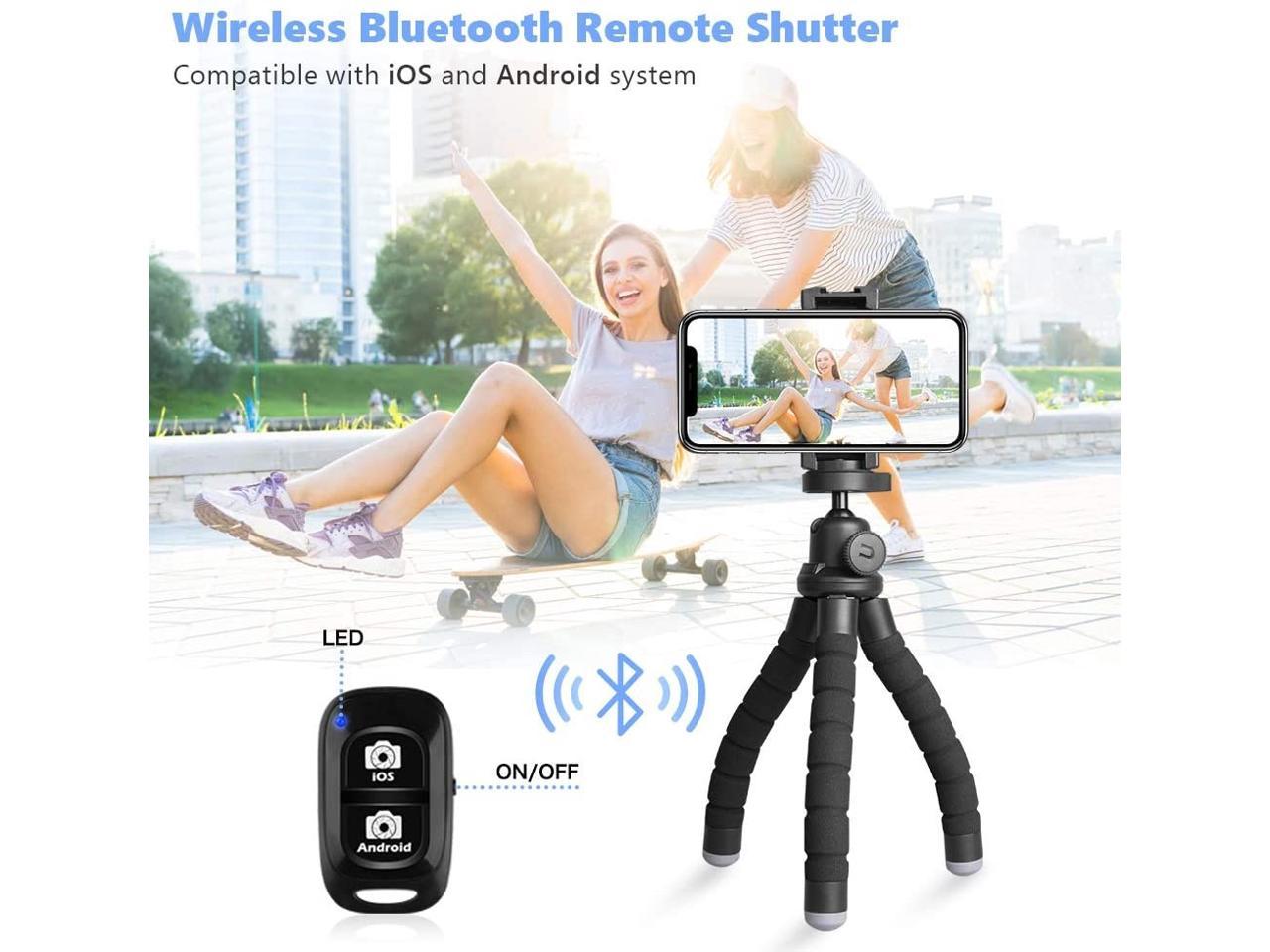 Phone Tripod, Version Mini Cell Phone Tripod with Bluetooth Remote Control & Phone Holder, 360°Rotation Flexible Travel Tripod for Smartphone, SLR Camera, Gopro