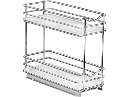 Professional Slide Out Double Spice Rack Upper Cabinet Organizer, 4-1/4", Chrome
