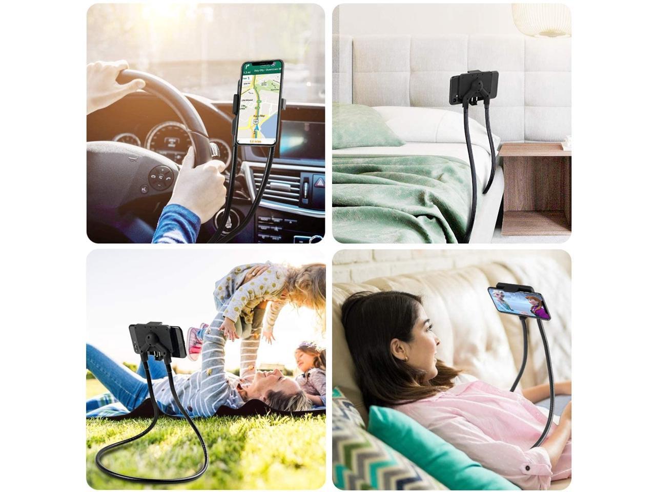 Cell Phone Holder, Universal Mobile Phone Stand, Lazy Bracket, DIY Flexible Mount Stand with Multiple Function (Black)