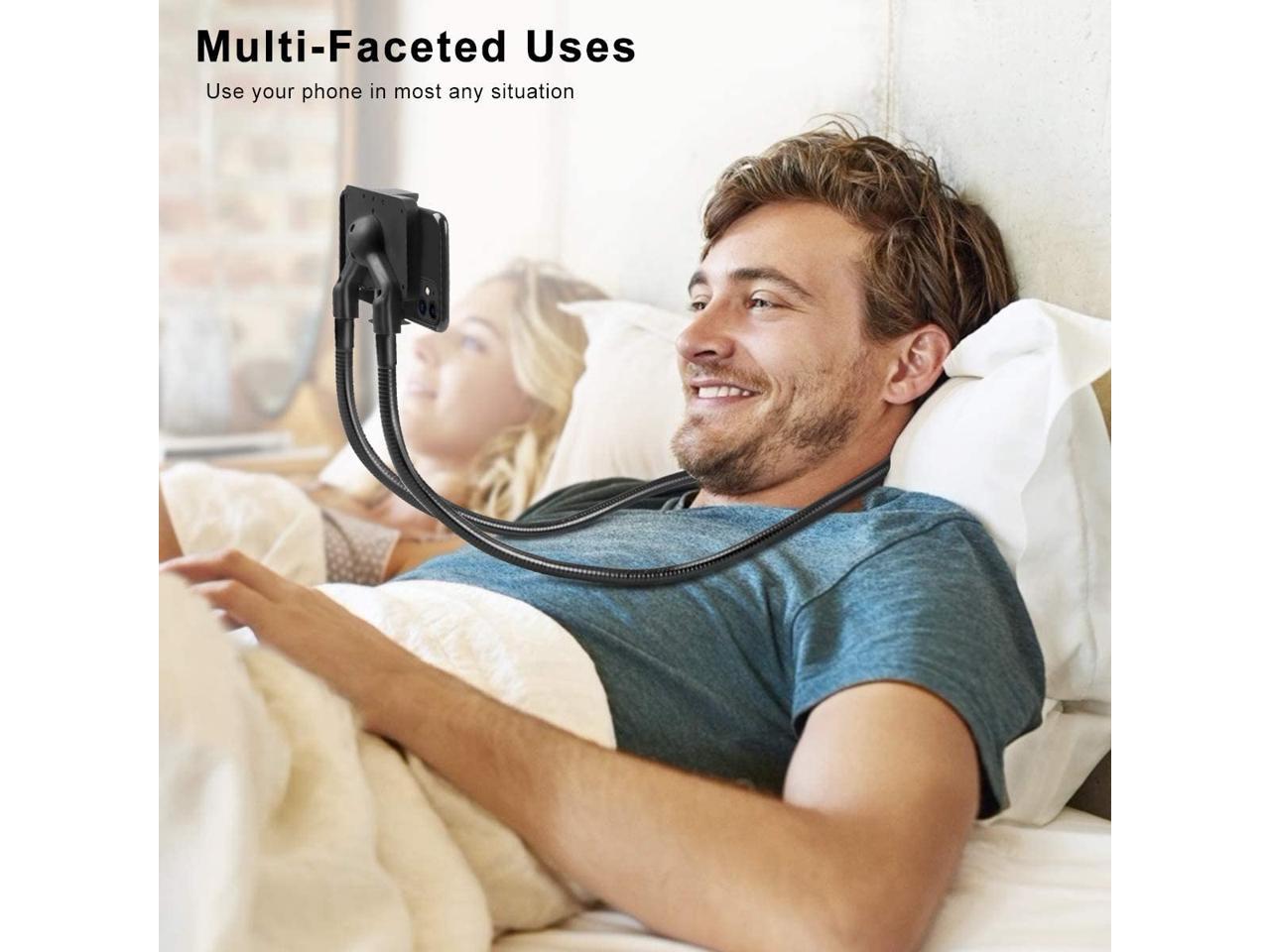 Cell Phone Holder, Universal Mobile Phone Stand, Lazy Bracket, DIY Flexible Mount Stand with Multiple Function (Black)