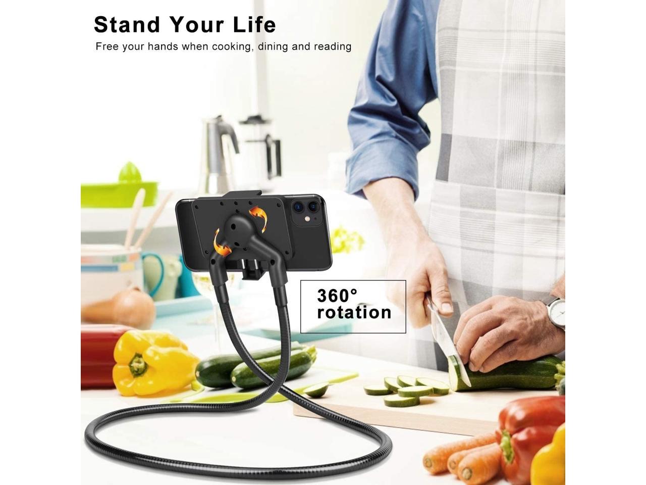 Cell Phone Holder, Universal Mobile Phone Stand, Lazy Bracket, DIY Flexible Mount Stand with Multiple Function (Black)