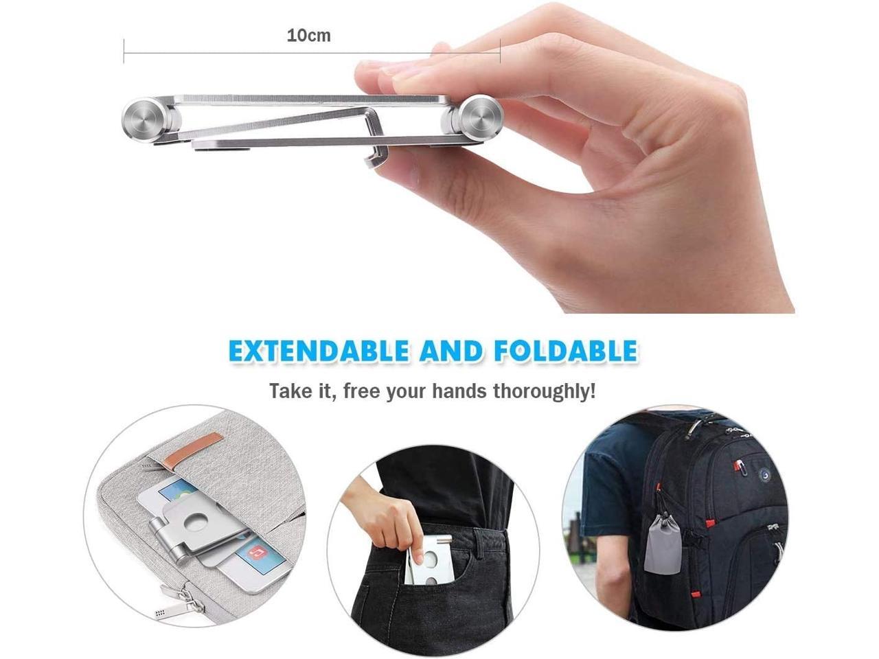 Durable Phone Stand,Tablet Stand, Adjustable Phone Dock - Universal Stand, Holder, Dock Compatible with Phone 11 Pro Xs Xs Max XR X 8 7 6S Plus, Huawei, Samsung S10 S9, All 3.5-8 inch Devices - Silver