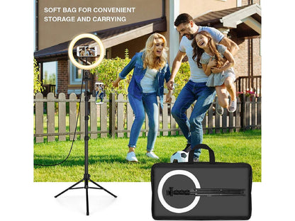 Durable LED Ring Light, 12'' Selfie Ring Light with Tripod Stand (19â€?-65â€?) & Phone Holder, Bluetooth Remote Control and Carry Bag for Video Recording/Live Stream/Makeup/YouTube/Photography/Camera