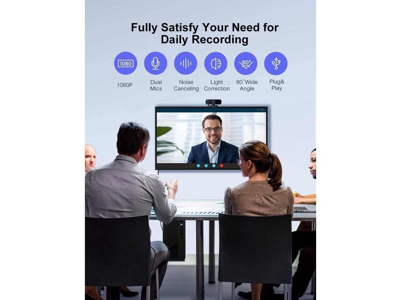 Professional Webcam with Microphone, 1080P HD Webcam Computer Web Camera