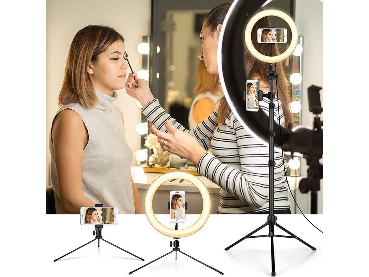 Durable LED Ring Light, 12'' Selfie Ring Light with Tripod Stand (19â€?-65â€?) & Phone Holder, Bluetooth Remote Control and Carry Bag for Video Recording/Live Stream/Makeup/YouTube/Photography/Camera