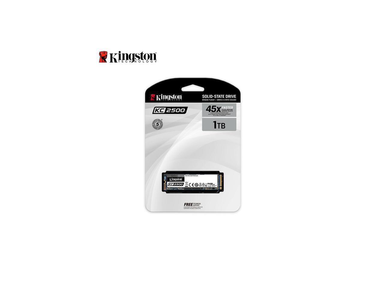 Kingston KC2500 M.2 2280 1TB NVMe PCIe Gen 3.0 x4 96-layer 3D TLC Internal Solid State Drive (SSD) SKC2500M8/1000G