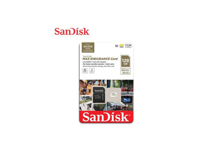 SanDisk 128GB MAX ENDURANCE microSDXC, U3, V30, Memory Card with Adapter for Home Security Cameras and Dash Cams, Speed up to 100MB/s (SDSQQVR-128G-GN6IA)
