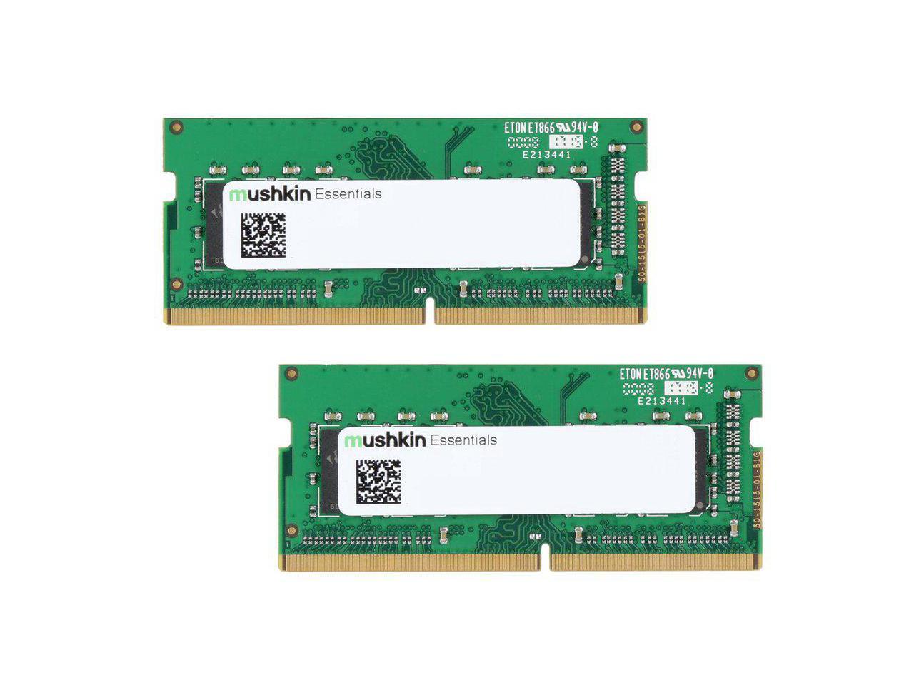 mushkin essentials - ddr4 laptop dram - 64gb (2x32gb) sodimm memory kit - 3200mhz (pc4-25600) cl-22 - 260-pin 1.2v notebook ram