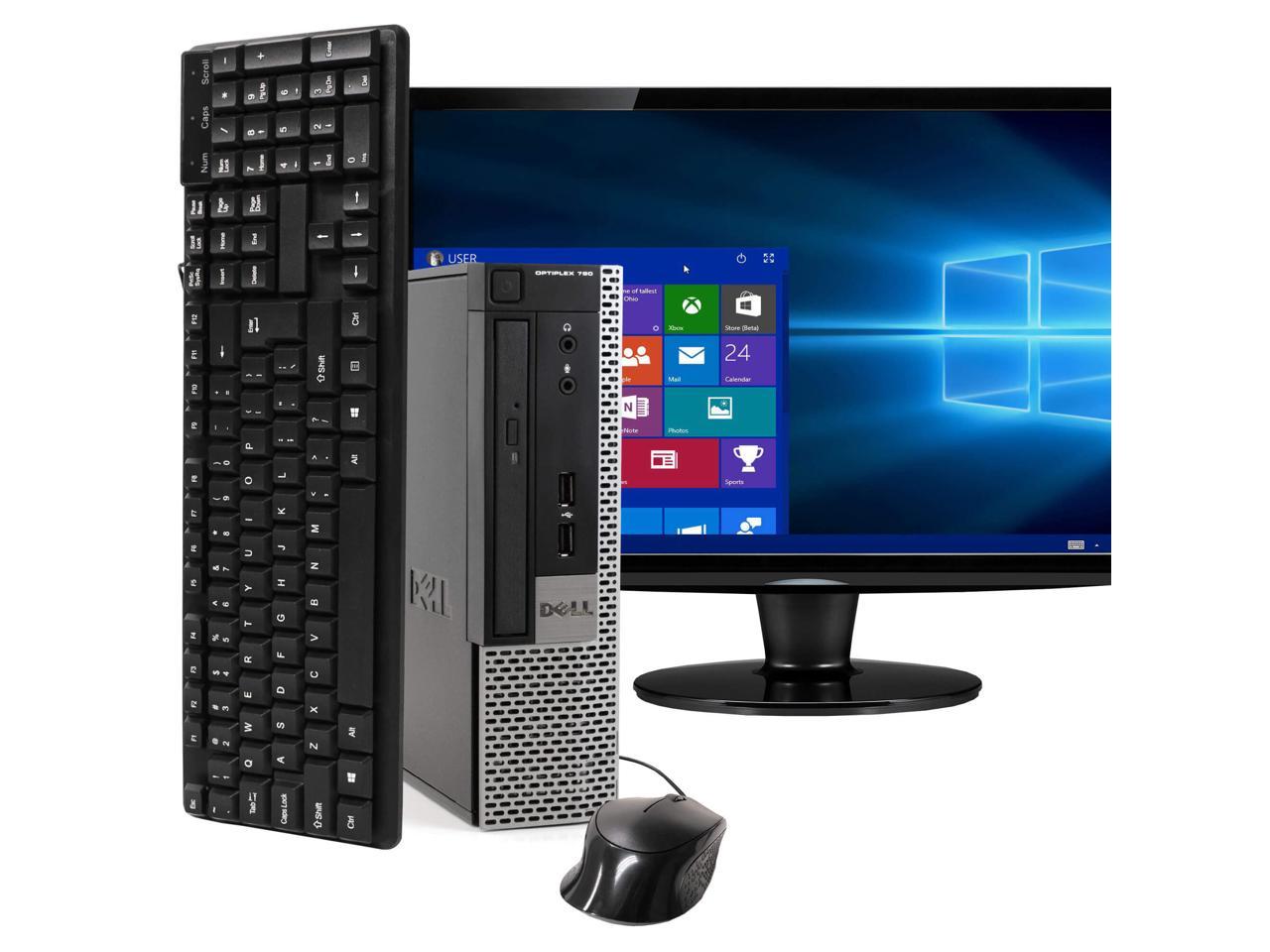 Dell Dell 790 Ultra Small Form Factor Computer PC, 3.20 GHz Intel i5 Quad Core Gen 2, 8GB DDR3 RAM, 250GB SATA Hard Drive, Windows 10 Home 64 bit, 19" Screen