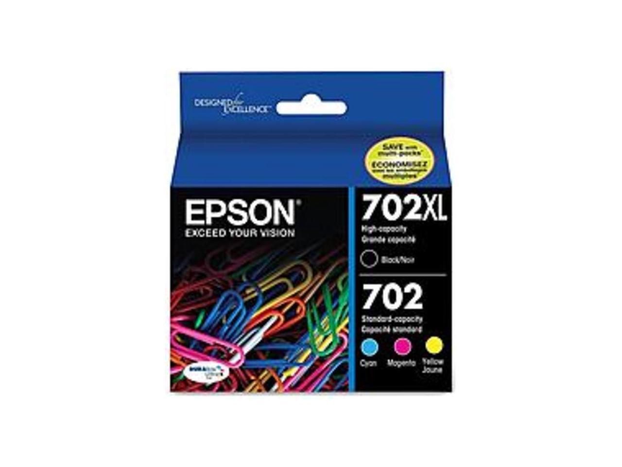 Epson T702XL-BCS 702XL High Yield Cartridge - Cyan/Magenta/Yellow - 4-Pack