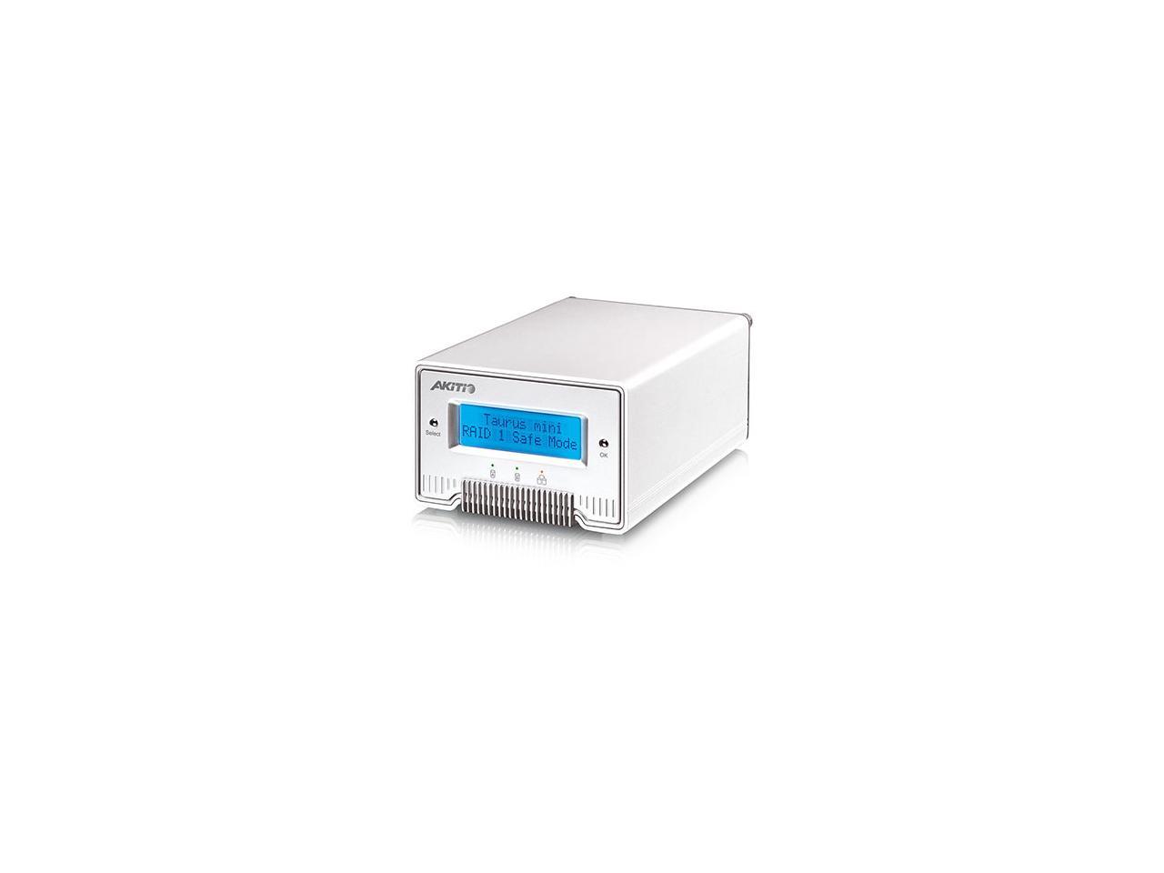AKiTiO Taurus Mini Super-S3 LCM Portable Dual-Bay RAID Storage Enclosure With Built-in Hardware RAID Designed For Two 2.5" Drives. Model AKTPDMMSBU3OS