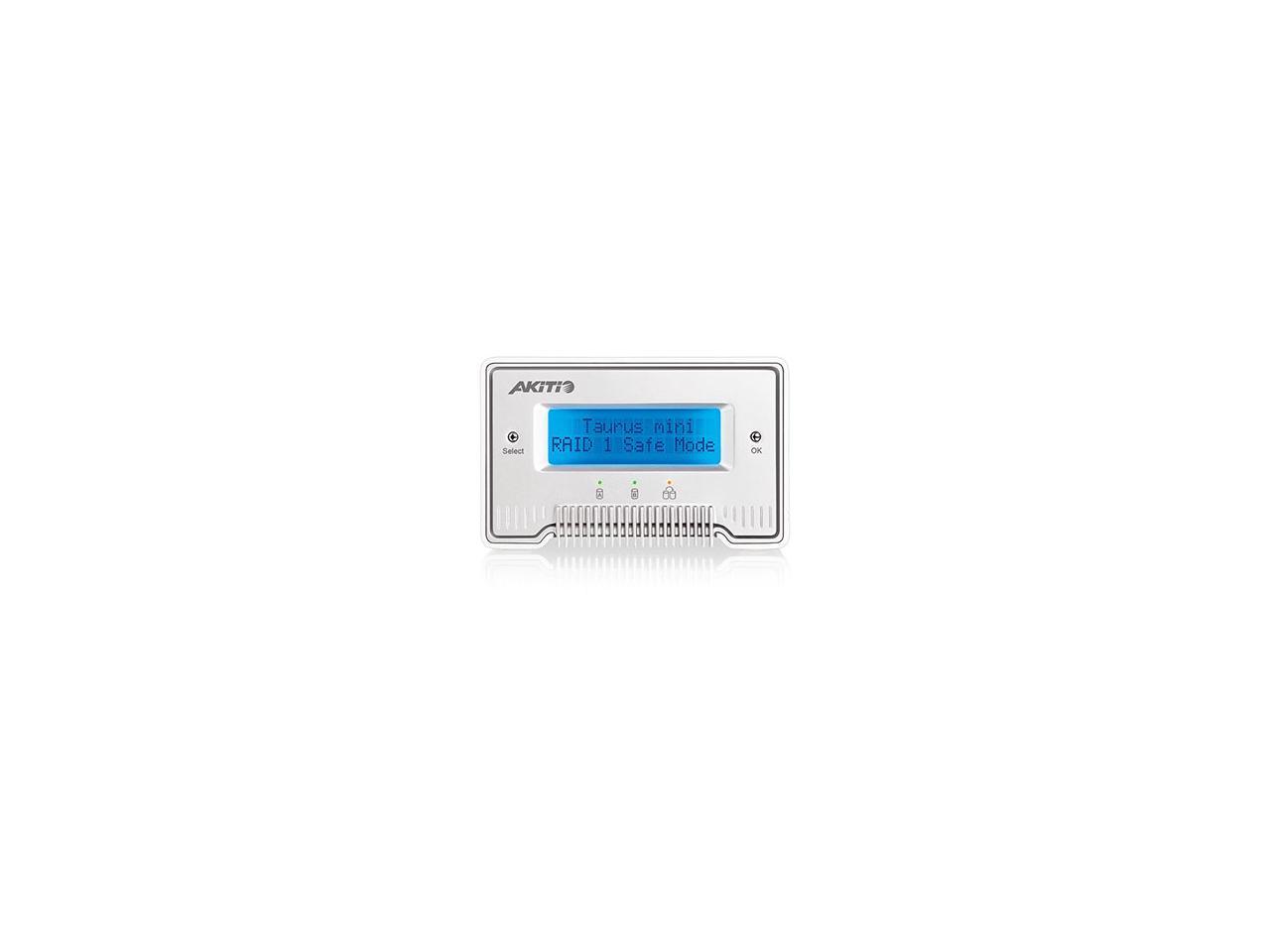 AKiTiO Taurus Mini Super-S3 LCM Portable Dual-Bay RAID Storage Enclosure With Built-in Hardware RAID Designed For Two 2.5" Drives. Model AKTPDMMSBU3OS