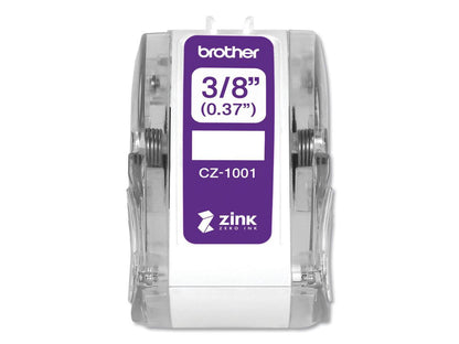 Brother Genuine CZ-1001 3/8" (0.37") 9mm wide x 16.4 ft. (5 m) long label roll featuring ZINK® Zero Ink technology - 3/8" Width x 16 13/32 ft Length - Zero Ink (ZINK)