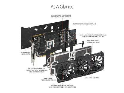 ASUS ROG-STRIX-GTX1080TI-O11G-GAMING GeForce 11GB OC Edition VR Graphics Card