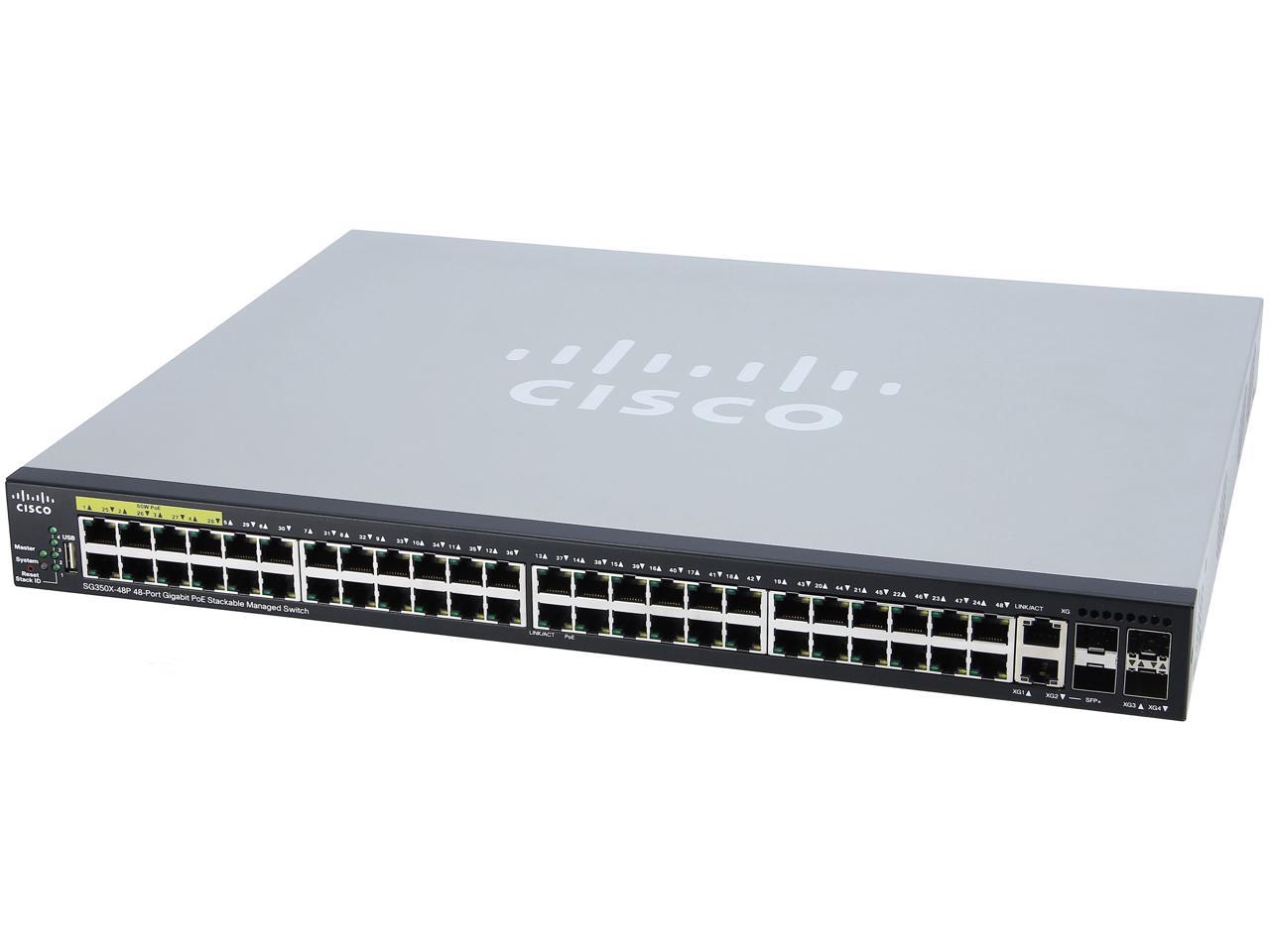 Cisco SG350X-48P 48-Port Gigabit PoE Stackable Managed Switch