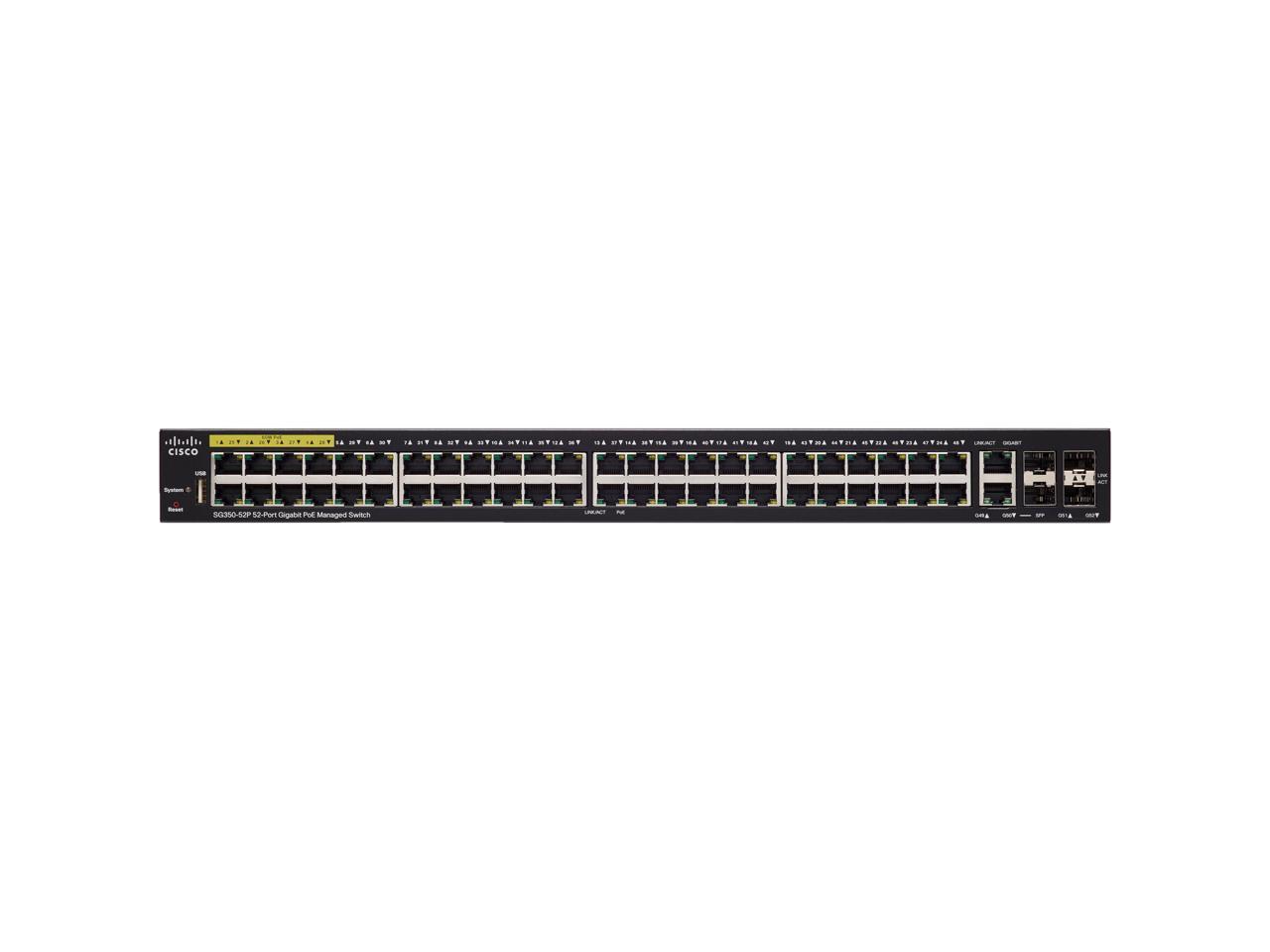 Cisco Small Business SG350-52P - Switch - L3 - Managed - 48 x 10/100/1000 (PoE+) + 2 x combo Gigabit SFP + 2 x Gigabit S