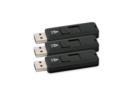 3PK 4GB FLASH DRIVE COMBO USB 2.0 BLACK RETRACT CONECT