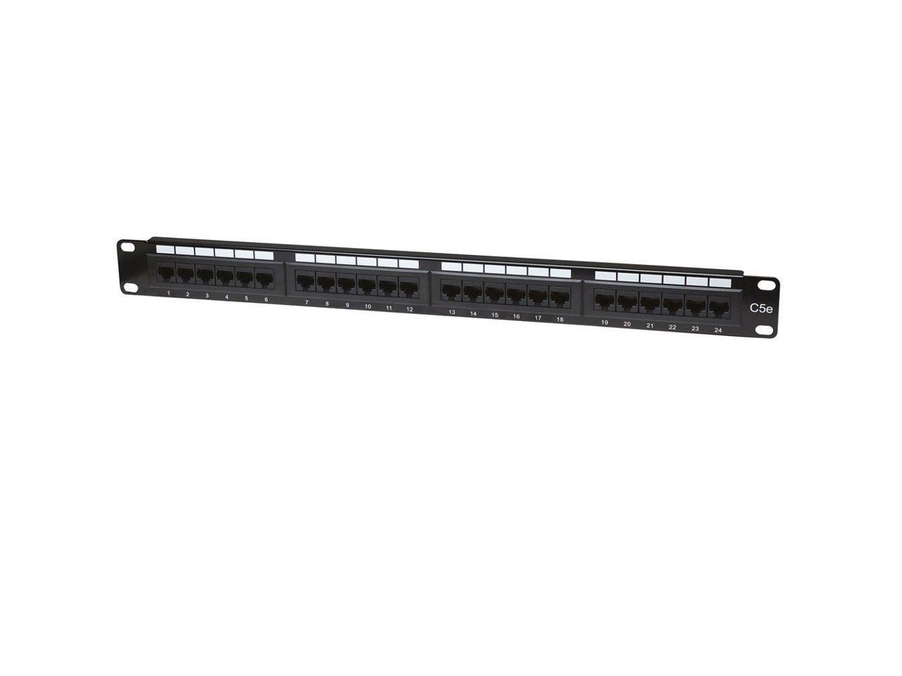 Intellinet Cat5e UTP 24-Port Patch Panel, 1U - Compatible with both 110 and Krone punch-down tools