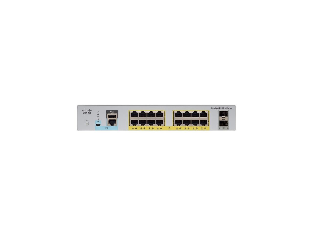 Cisco Catalyst WS-C2960L-16PS-LL Ethernet Switch - 16 Ports - Manageable - 2 x Expansion Slots - 10/100/1000Base-T, 1000Base-X - Uplink Port - Modular - 16 x Network, 2 x Uplink - Twisted Pair, Optica