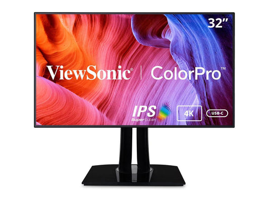 ViewSonic VP3268a-4K 32 Inch Premium IPS 4K Monitor with Advanced Ergonomics, ColorPro 100% sRGB Rec 709, 14-bit 3D LUT, Eye Care, HDR10 Support, HDMI, USB C, DisplayPort for Professional Home Office