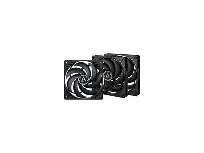 arctic p12 slim pwm pst (3 pack) - 120 mm case fan with pwm sharing technology (pst), pressure-optimised, quiet motor, computer, extra slim, 300-2100 rpm - black