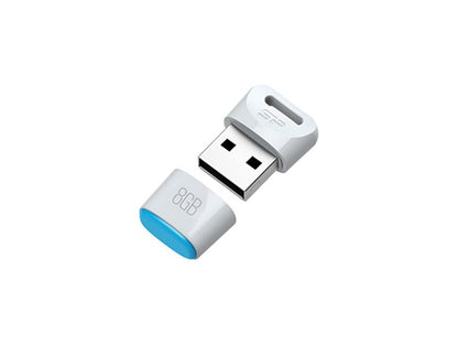 Silicon Power 8GB Silicon Power Touch T06 Compact USB Flash Drive White Model SP008GBUF2T06V1W