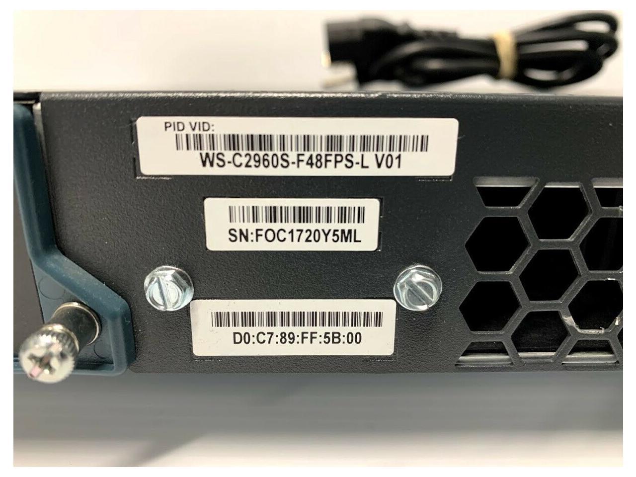 Cisco | WS-C2960S-F48FPS-L | 48-Port Fast Ethernet PoE Switch W/Rack Mount