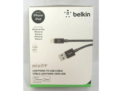 Belkin Metallic Lightning to USB A Cable Black (4ft) F8J144BT04-BLK