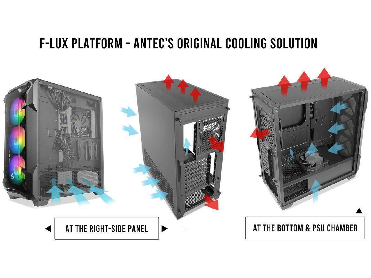Antec Dark League DF600 FLUX, Mid Tower ATX Gaming Case, Tempered Glass Side Pan