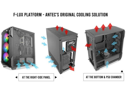 Antec Dark League DF600 FLUX, Mid Tower ATX Gaming Case, Tempered Glass Side Pan