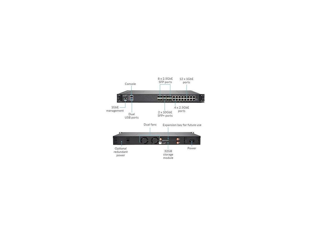 SonicWALL - 01-SSC-4082 - SonicWall NSA 3650 Network Security/Firewall Appliance - 16 Port - 1000Base-T, 10GBase-X -